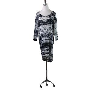 Mes Demoiselles Chelsea Dress Black White Cotton Gauze Raw Edge